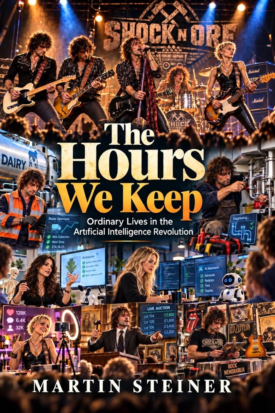 The cover of The Hours We Keep: Ordinary Lives in the Artificial Intelligence Revolution by Martin Steiner