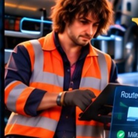 Worker using a digital planning system in a workplace